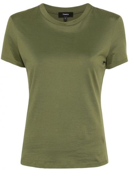 Bavlněné tričko Theory zelené
