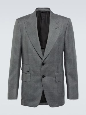 Kockás slim fit gyapjú öltöny Tom Ford - szürke