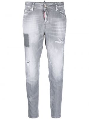 Skinny džíny s oděrkami Dsquared2 šedé