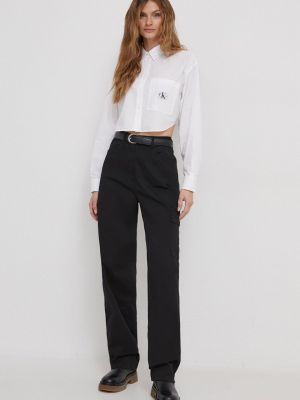 Bluzka bawełniana relaxed fit Calvin Klein Jeans biała
