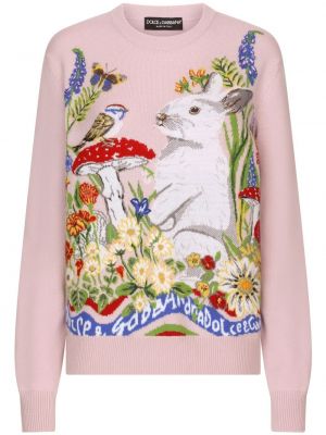 Пуловер с кръгло деколте Dolce & Gabbana розово