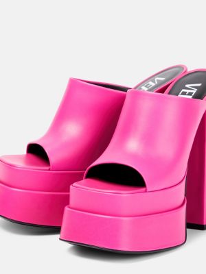 Mules di pelle con platform Versace rosa