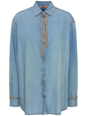 Košeľa s výšivkou Ermanno Scervino modrá