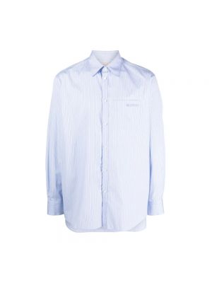 Długa koszula bawełniana w paski Valentino Garavani niebieska