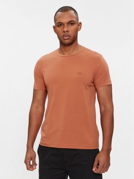 Тениска slim Calvin Klein оранжево