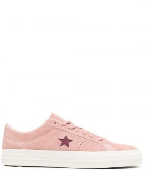 Sneakerși din piele de căprioară cu stele Converse One Star roz