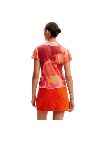 Camisa de flores manga corta Desigual naranja