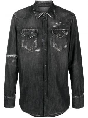 Džínová košile s oděrkami Dsquared2 černá