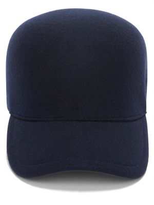 Volnena kapa s šiltom z vezenjem filc Jil Sander modra