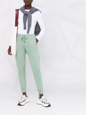 Pantalones de chándal de cachemir slim fit con estampado de cachemira Brunello Cucinelli verde