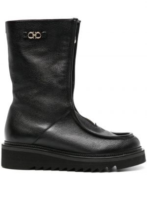 Ankle boots skórzane Ferragamo Pre-owned czarne