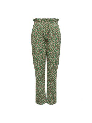 Pantalones de cintura alta con estampado Only verde