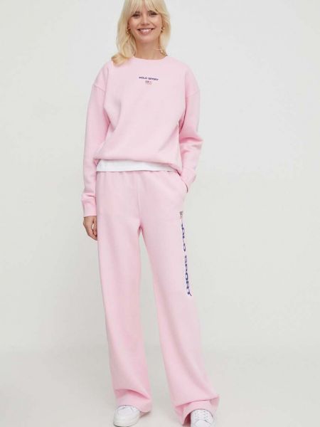 Spodnie sportowe z nadrukiem Polo Ralph Lauren różowe