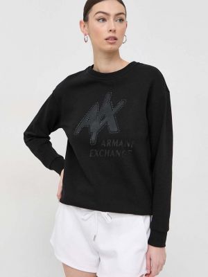 Armani Exchange felső , női, nyomott mintás - Fekete