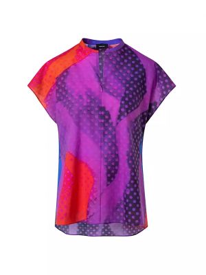 Хлопковая блузка-туника Akris фиолетовый