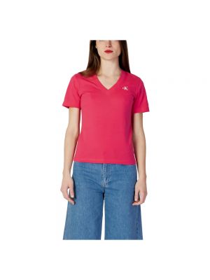 Koszulka slim fit Calvin Klein Jeans różowa