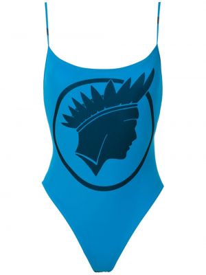 Bañador de cintura alta con estampado Amir Slama azul