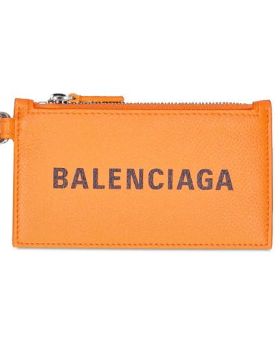 Műbőr cipzáras bőr pénztárca Balenciaga narancsszínű