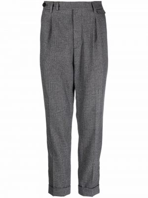 Pantalones rectos de cintura alta a cuadros Brunello Cucinelli gris