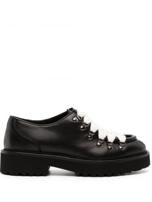 Pantofi oxford cu șireturi din piele din dantelă Doucal's negru