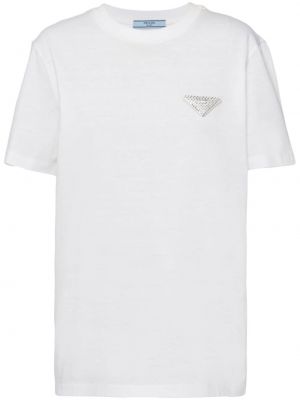 T-shirt mit kristallen Prada weiß