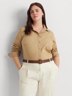 Camisa de algodón Lauren Ralph Lauren Woman beige