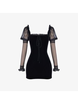 Платье мини Syana из эластичного бархата с квадратным вырезом House Of Cb черный