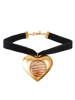 Бархатное ожерелье с сердечками Zara черное