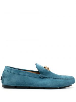 Loafers skórzane Versace niebieskie