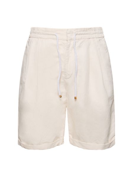 Pantalones cortos de lino de algodón Brunello Cucinelli blanco