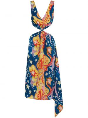 Robe mi-longue à imprimé à motif étoile Marni bleu