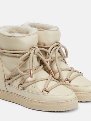 Kožené sněžné boty na klínovém podpatku Inuikii béžové