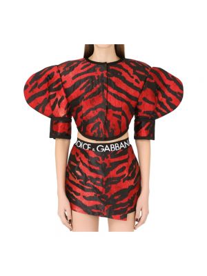 Kurtka z nadrukiem z nadrukiem zwierzęcym Dolce And Gabbana czerwona