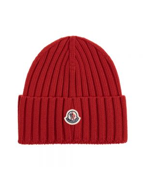 Cappello di lana di lana in maglia Moncler rosso