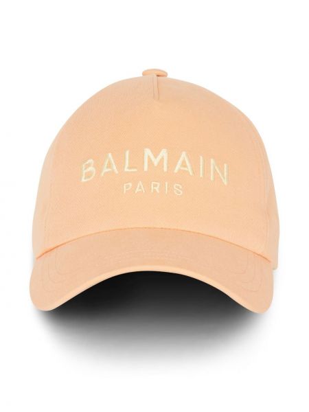 Haftowana czapka z daszkiem Balmain pomarańczowa