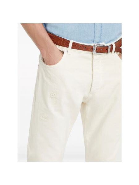 Spodnie z dziurami Brunello Cucinelli białe