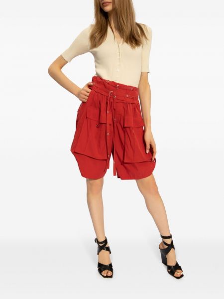 Madala vöökohaga lühikesed püksid Isabel Marant punane