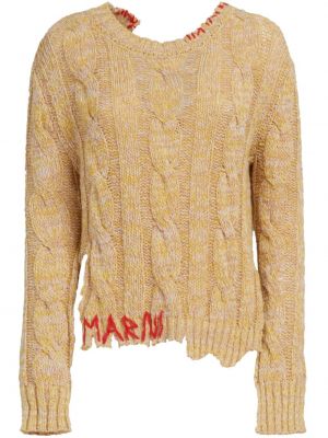 Chunky pulover z vezenjem Marni rumena