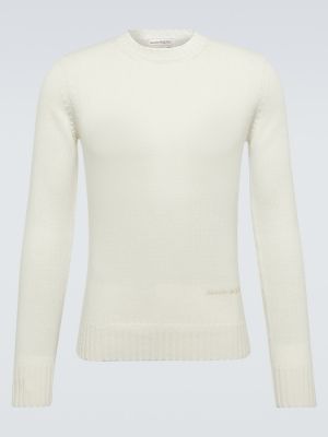 Džemper od kašmira Alexander Mcqueen bijela