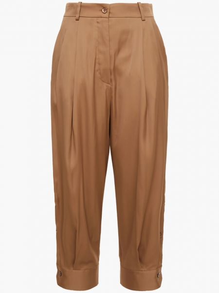 Укороченные зауженные брюки из крепдешина со складками Emilio Pucci коричневый
