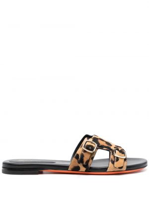 Nizki čevlji s potiskom z leopardjim vzorcem z zaponko Santoni črna