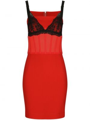 Коктейлна рокля с дантела Dolce & Gabbana червено
