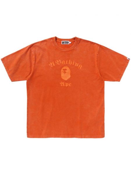 Bombažna majica s potiskom A Bathing Ape® oranžna