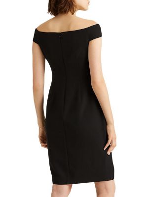 Платье с открытыми плечами из крепа Ralph Lauren черное