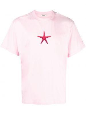 Bavlnené tričko s potlačou Sandro ružová