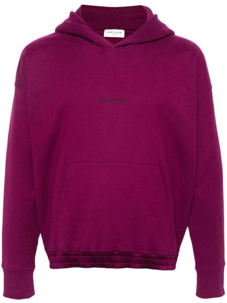 Kokvilnas kapučdžemperis ar izšuvumiem Saint Laurent violets