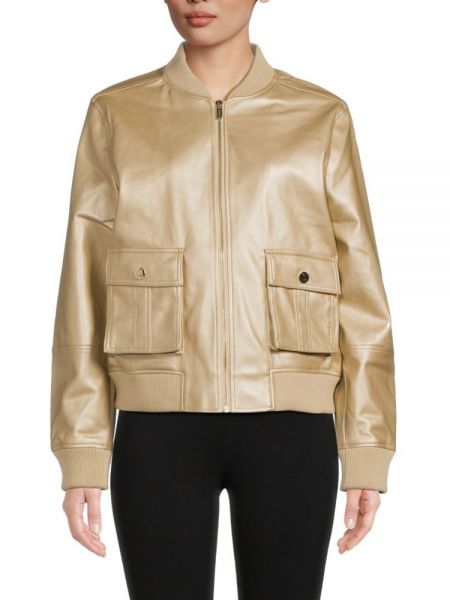 Кожаная куртка из искусственной кожи Karl Lagerfeld Paris золотая