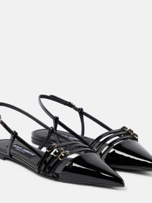 Nyitott sarkú lakkozott bőr balerina cipők Dolce&gabbana fekete