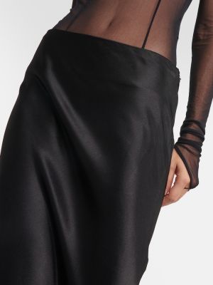 Saténová dlhá sukňa Ann Demeulemeester čierna