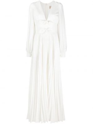 Plisované hedvábné večerní šaty Elie Saab bílé